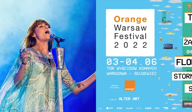 Florence Welch (źródło: youtub.com/screenshot) oraz fragment oficjalnego plakatu festiwalu (źródło: biuroprasowe.orange.pl)  