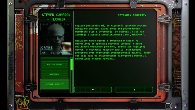 Screen z gry "Stasis: Bone Totem" (źródło: rozgrywka własna)  