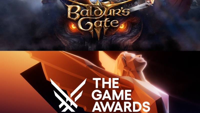 Wycinek oficjalnego postera do "Baldurs Gate 3" (źródło: baldursgate3.game); GAME AWARDS 2023 (źródło: youtube/screenshot)  