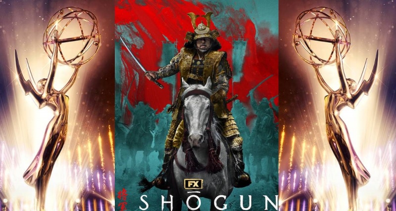 Poster do serialu "Szogun" (materiały prasowe); Statuetki Emmy (źródło: screenrant.com)  