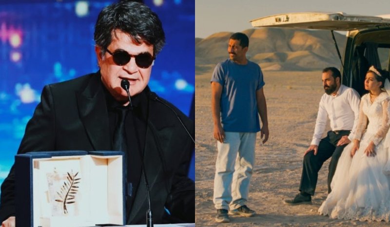 Z lewej Jafar Panahi ze Złotą Palmą, z prawej kadr z jego filmu pt. "Un simple accident" (źródła: YouTube/screenshot)  
