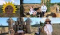 Słomiane postacie witają i na prawdziwe dożynki zapraszają!  - dożynki;ludowe święto;Święto Plonów;żniwa;zakończenie żniw;witacze;witacze dożynkowe;postacie ze słomy;gospodarze;żniwiarze;obfite plony;zbiory;rolnicy;pogańskie czasy;stara tradycja;ludowe zwyczaje;polskie wsie;słomiane witacze;obrzędy