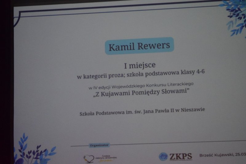 Gala IV Wojewódzkiego Konkursu Literackiego „Z Kujawami Pomiędzy Słowami” (fot. PJ)  