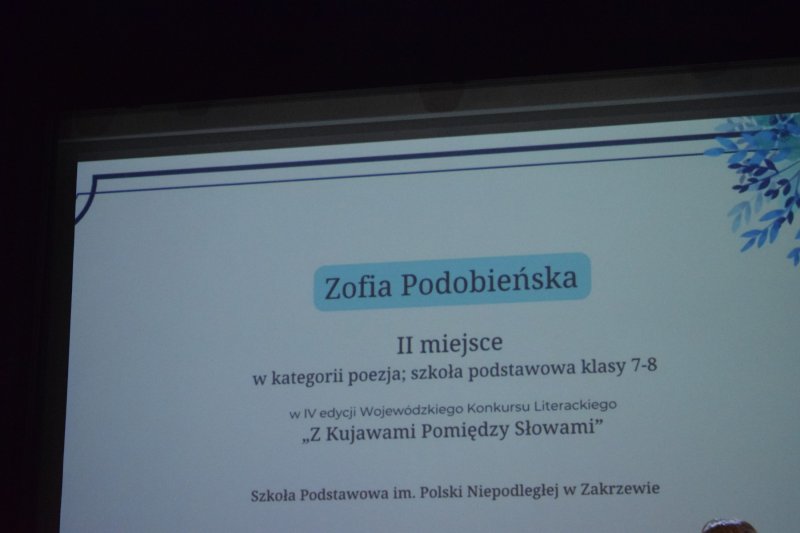 Gala IV Wojewódzkiego Konkursu Literackiego „Z Kujawami Pomiędzy Słowami” (fot. PJ)  