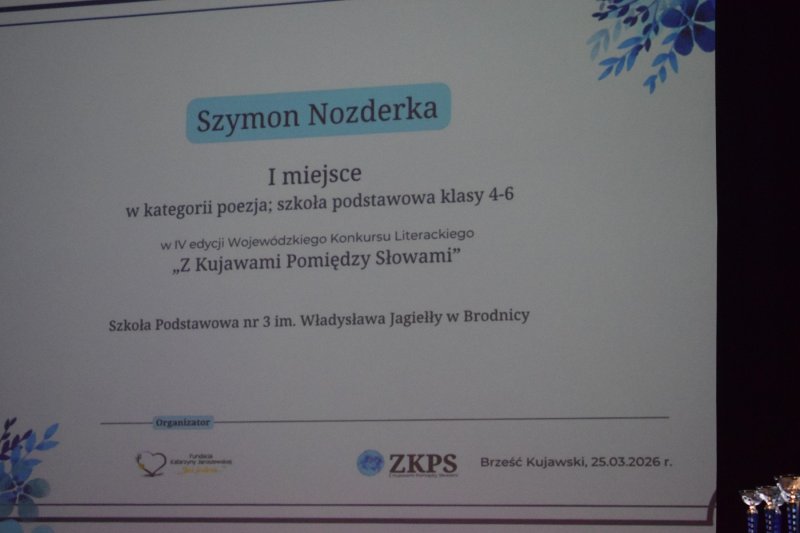 Gala IV Wojewódzkiego Konkursu Literackiego „Z Kujawami Pomiędzy Słowami” (fot. PJ)  