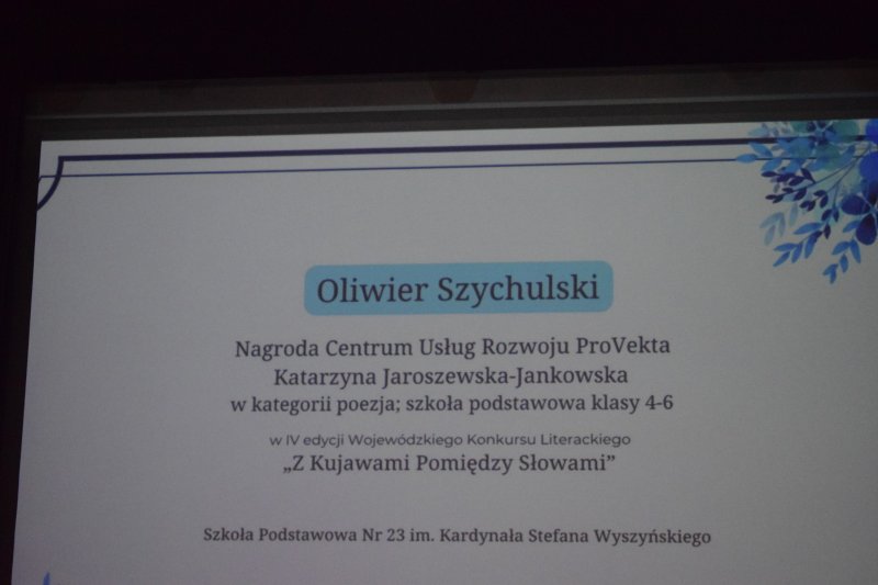 Gala IV Wojewódzkiego Konkursu Literackiego „Z Kujawami Pomiędzy Słowami” (fot. PJ)  