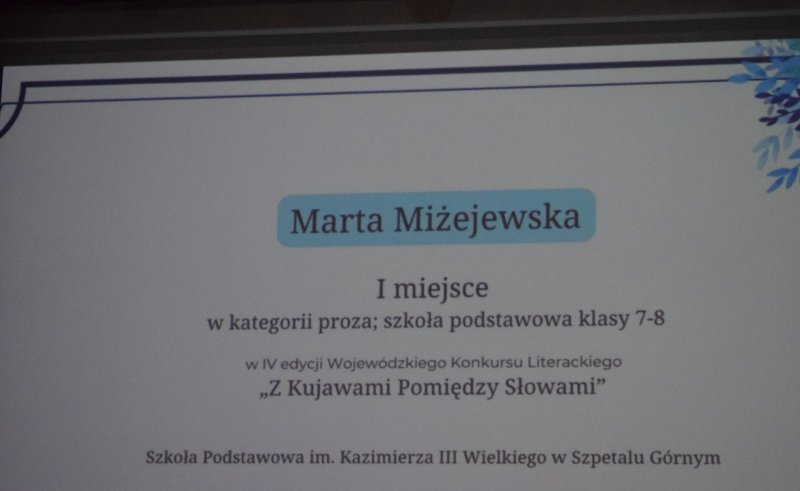 Gala IV Wojewódzkiego Konkursu Literackiego „Z Kujawami Pomiędzy Słowami” (fot. PJ)  