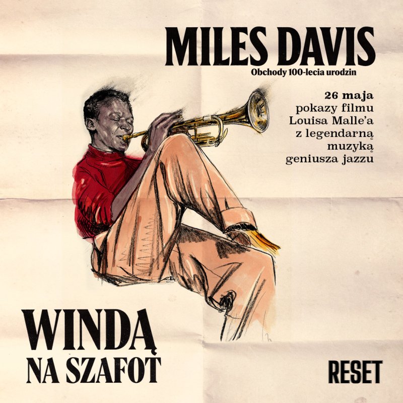 Miles Davis - grafika promocyjna (materiały prasowe/Reset - dystrybutor klasyki kina)  