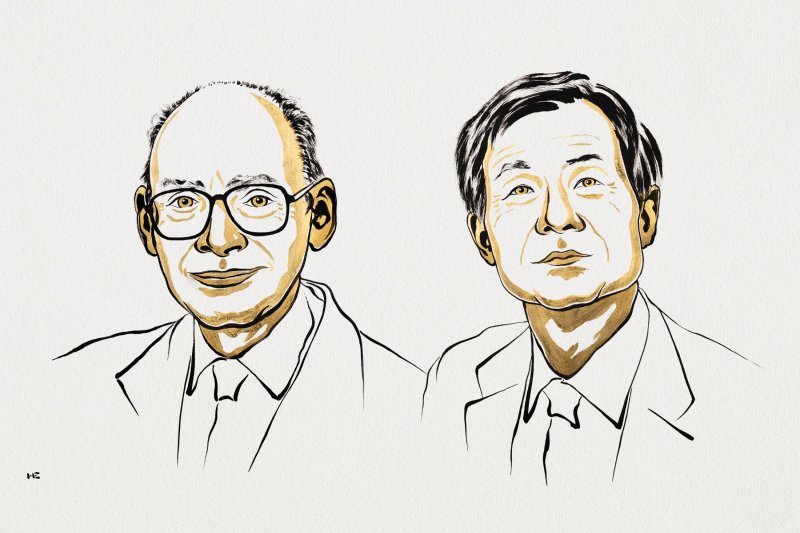 Henri B. Kagan i Kenso Soai (fot. Niklas Elmehed © Nobel Prize Outreach)   